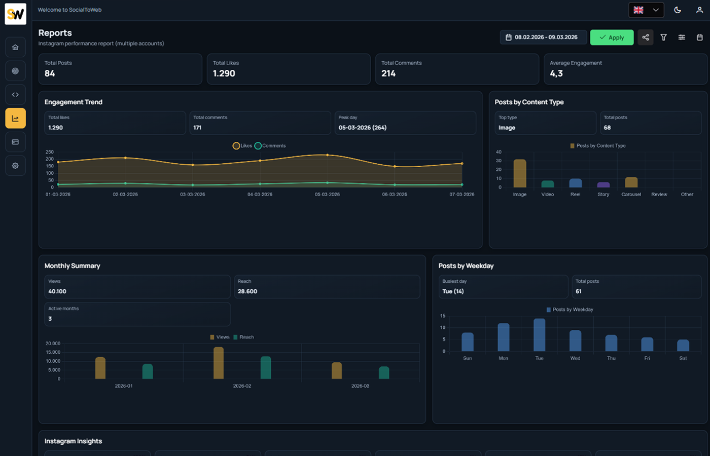 Reports screen mockup
